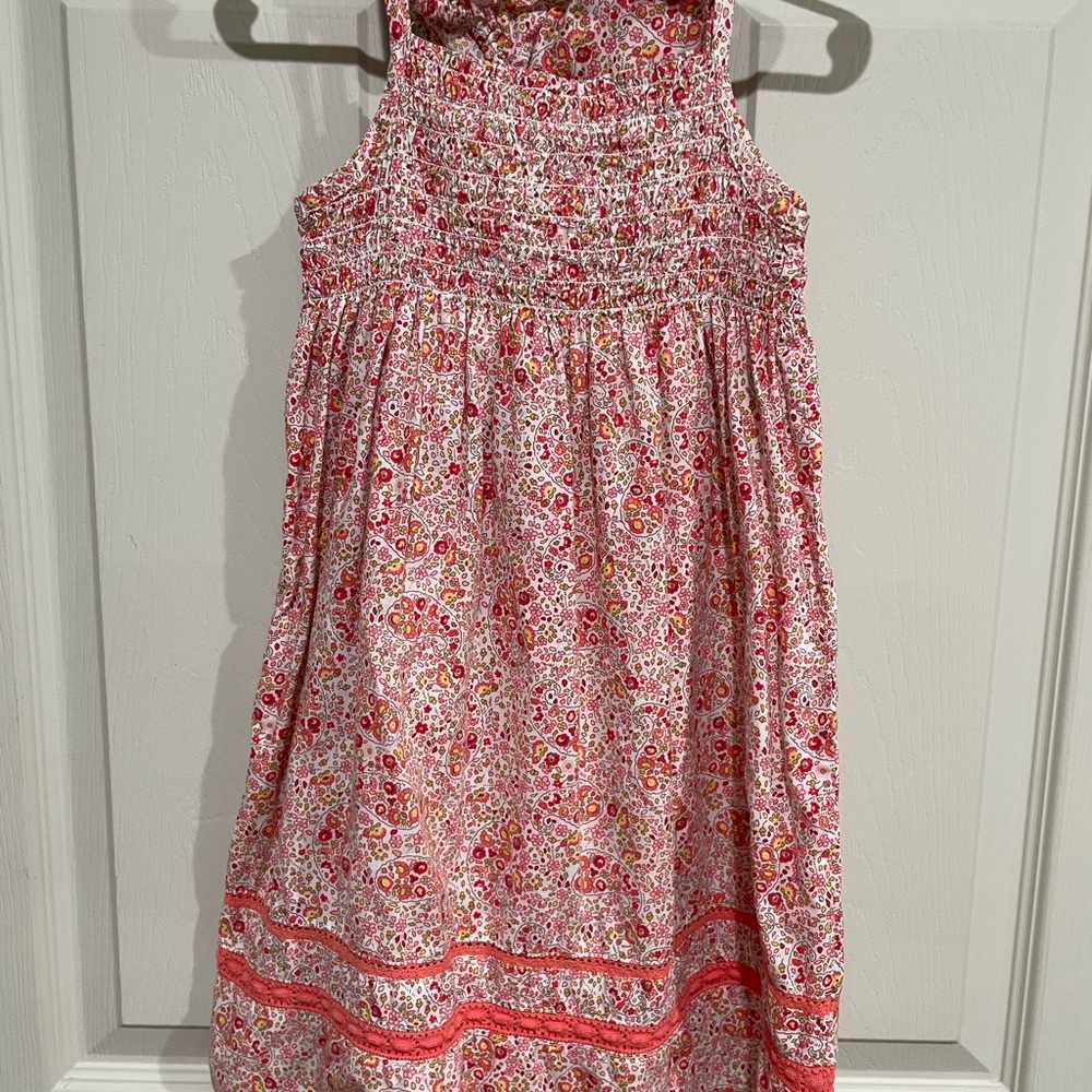 Old Navy White and Pink Smocked Tiered Sundress